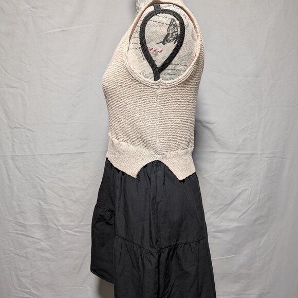 Elan Women's Two Tone‎ Beige Knit Top Black Skirt Sleeveless Dress Size Medium - Picture 5 of 7